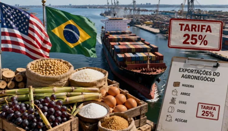 Tarifaço EUA: CNA Alerta que 36,5% das Exportações do Agronegócio Brasileiro Sofrem Risco com Nova Taxa de 25%